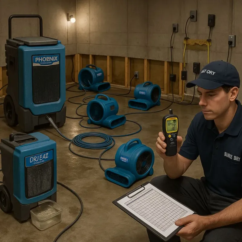 Structural Drying and Dehumidification process in Acalanes Ridge, CA
